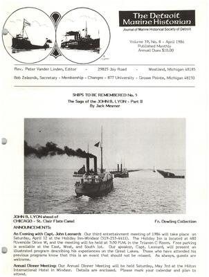 Detroit Marine Historian, v. 39, n. 8 (April 1986)