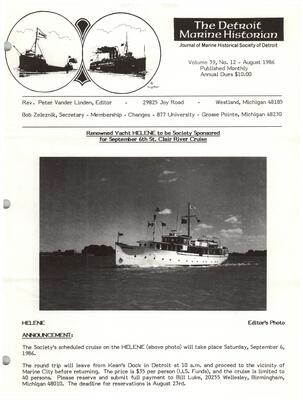 Detroit Marine Historian, v. 39, n. 12 (August 1986)