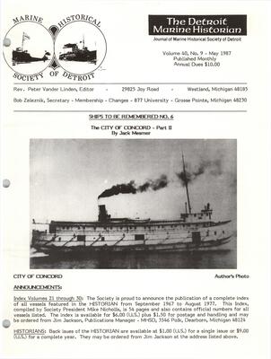 Detroit Marine Historian, v. 40, n. 9 (May 1987)