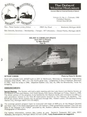 Detroit Marine Historian, v. 41, n. 6 (February 1988)