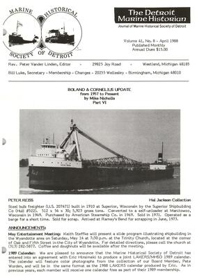 Detroit Marine Historian, v. 41, n. 8 (April 1988)