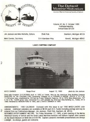 Detroit Marine Historian, v. 43, n. 2 (October 1989)