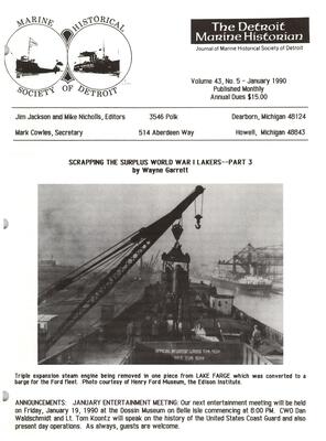 Detroit Marine Historian, v. 43, n. 5 (January 1990)