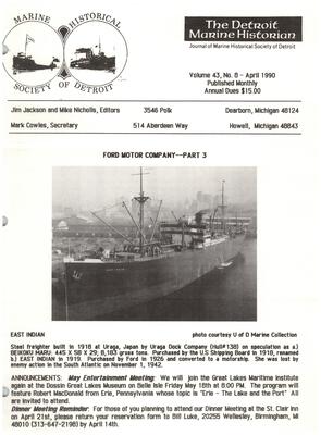 Detroit Marine Historian, v. 43, n. 8 (April 1990)