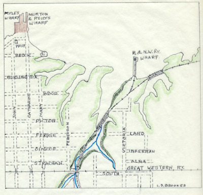 Plan of the Hamilton & NorthWestern Railway wharf, 1874