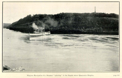 Niagara Navigation Co. Steamer &quot;spinning&quot; in the Rapids below Queenston Heights.