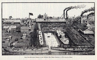 Iron Ship-Building Docks of the Detroit Dry Dock Company, at Wyandotte, Mich.