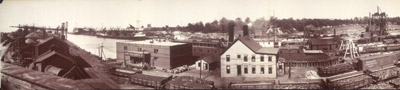 Panoramic photograph of Conneaut Harbor