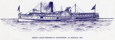 Great Lakes steamboat NORTHWEST, as rebuilt, 1876