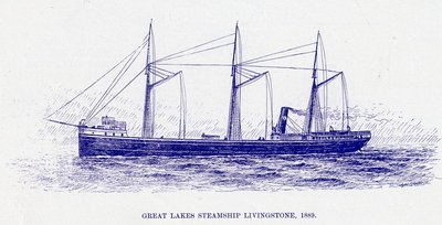 Great Lakes Steamship LIVINGSTONE, 1889