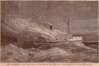 The Lake Michigan Disaster -- Burning of the Steamer SEA BIRD