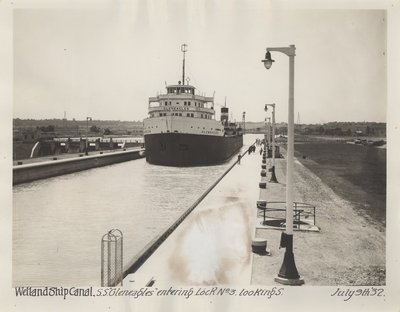 Welland Ship Canal. S.S. &quot;Gleneagles&quot; entering Lock No. 3, looking S.