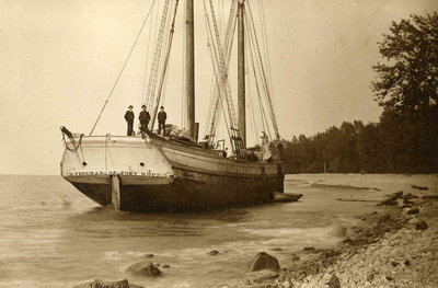 Schooner  D. Freeman ashore between Fair Haven and Oswego, 1880s