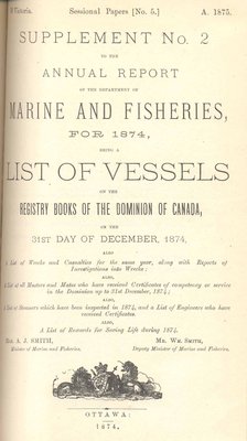 Report of Chairman of Board of Steamboat Inspection For the Year Ended 31st December 1874