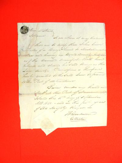 Barge, John Lawe, Declaration, 15 Sept 1820