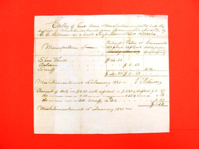 Hand sleigh, Lacroix, Manifest, 16 Jan 1821