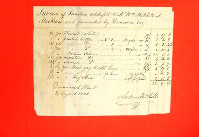 Invoice, 30 Aug 1821