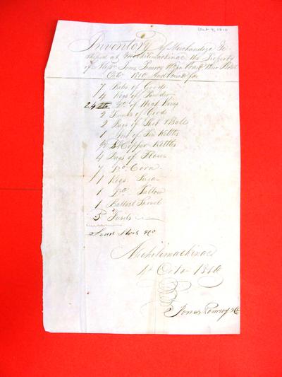 Boats, "Jones, Pomroy & Co.", Manifest, 04 Oct 1810