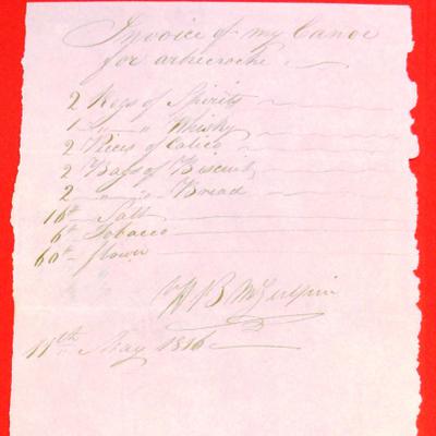 Canoe, H. B. McGulpin, Invoice, 11 May 1816