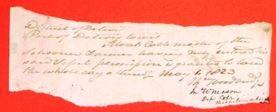 Schooner, Alvah Cable, Correspondence, 10 May 1823