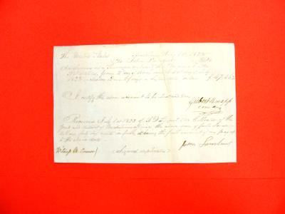 Revenue Cutter, A. J. Dallas, Receipt, 01 Jul 1823