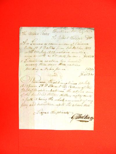 Revenue Cutter, A. J. Dallas, Receipt, 01 Jul 1823