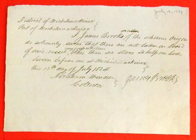 Schooner, Oregon, Oath, 12 Jul 1834