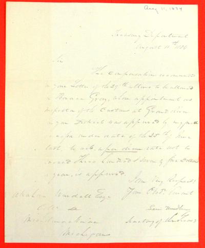 Correspondence, 11 Aug 1834, Levi Woodbury to Abraham Wendell