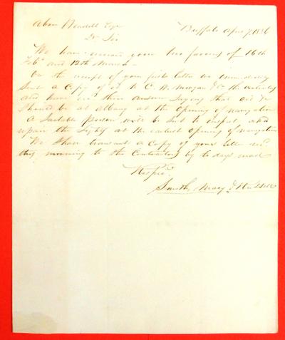 Correspondence, 7 Apr 1836, Smith, Macy & Russell to Abraham Wendell