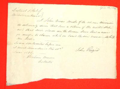 Schooner, Wisconsin, Oath, 22 Jun 1836