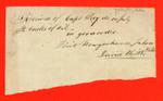 Receipt, 10 Jul 1836, "Received from Capt Pevy 2 casks of oil, Point Wowgooshance light ship, David Keith"