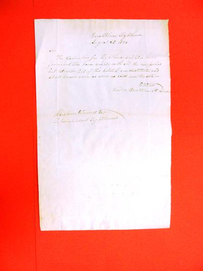 Correspondence, 26 Aug 1836, E. Ward to A. Wendell re Bois Blanc Lighthouse and lack of winter oil