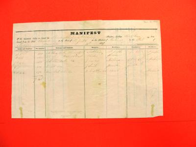 Schooner, Illinois, Manifest, 18 Nov 1837