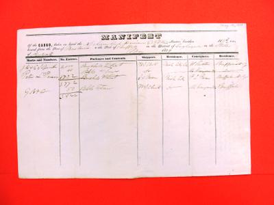 Schooner, General Harrison, Manifest, 13 May 1839