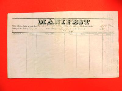 Steamboat, New England, Manifest, 15 May 1839