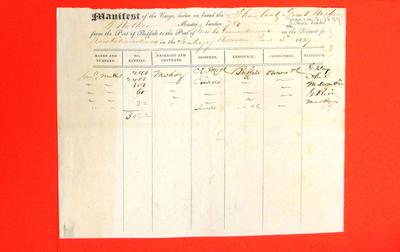 Steamboat, Great Western, Manifest, 03 Jun 1839