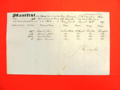 Brig, Virginia, Manifest, 15 Aug 1839