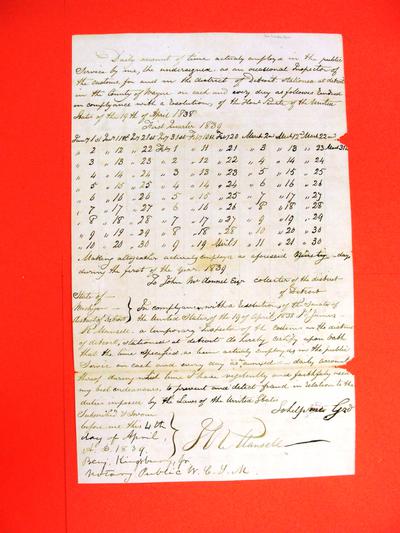 Report, 01 Apr 1839, &quot;Daily Account of James R. Mansell