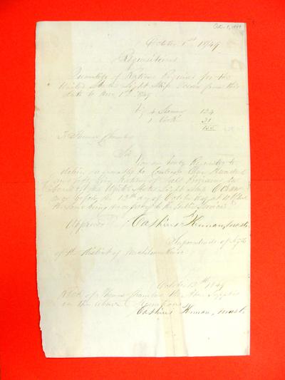 Lightship Ocean, Requisition, 1 Oct 1849