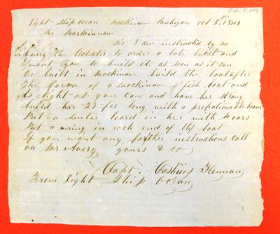 Lightship Ocean, Requisition, 5 Oct 1849