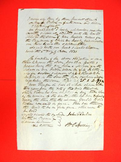 Schooner Fur Trader, License Bond, 6 Jun 1851