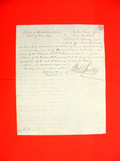 Schooner Chas. D. Robinson, Owner Oath, 16 Jun 1851