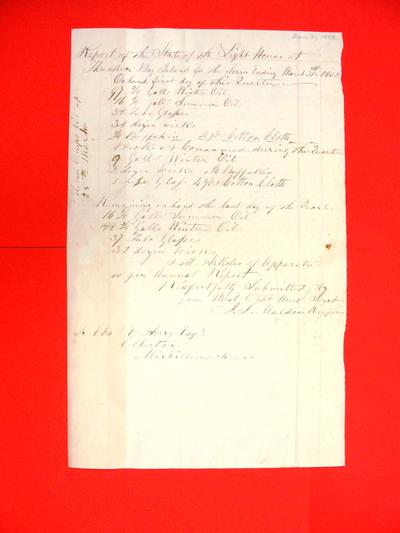 Report of Public Property, 31 Mar 1852, USLHB, Thunder Bay