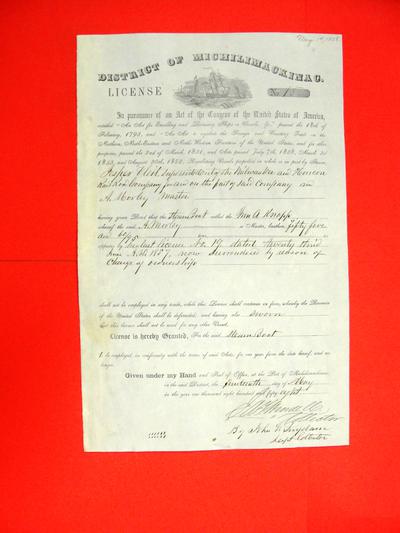 Steamer William A. Knapp, Bond, License, 14 May 1858