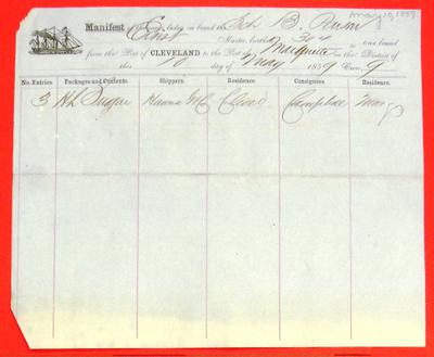 Schooner B. Parsons, Manifest, 10 May 1859