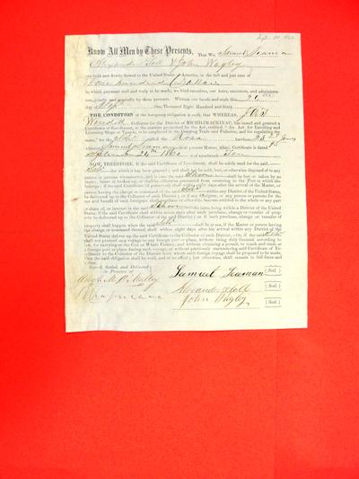 Schooner Rosa, Enrollment Bond, 24 Sep 1860