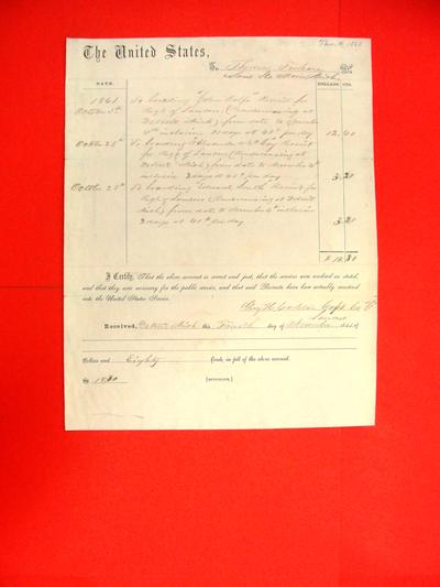 Account, 4 Nov 1861, United States to Thomas Trelease