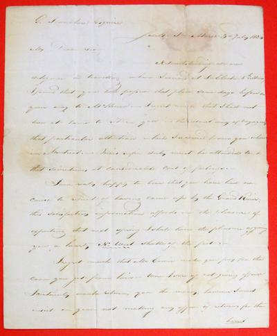 Letter, 3 Jul 1834, John McBean to Gabriel Franchere