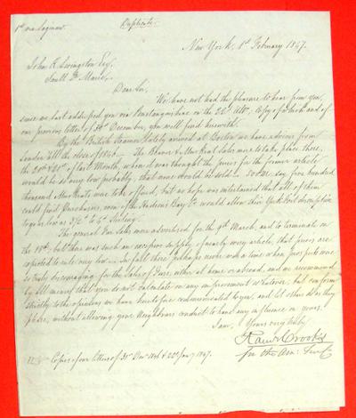 Letter, 1 Feb 1847, Ramsay Crooks  to John R. Livingston