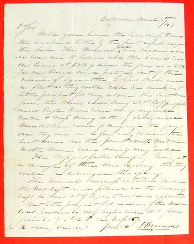 Letter, 4 May 1847, From J. Bernard to J.R. Livingston